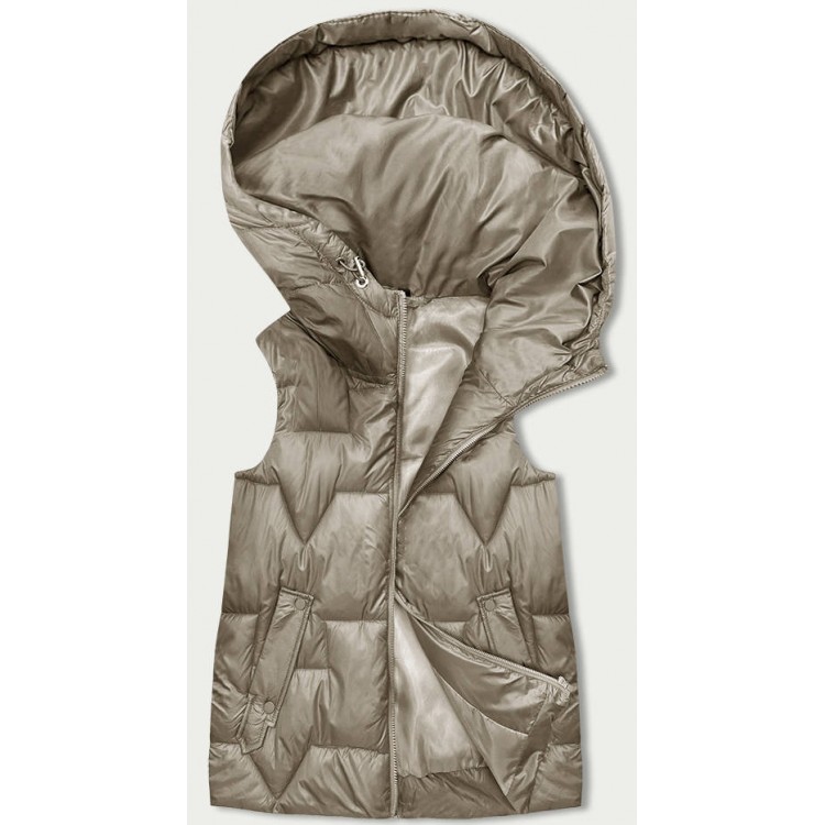 Dámska vesta s kapucňou béžová  (B8171-12)
