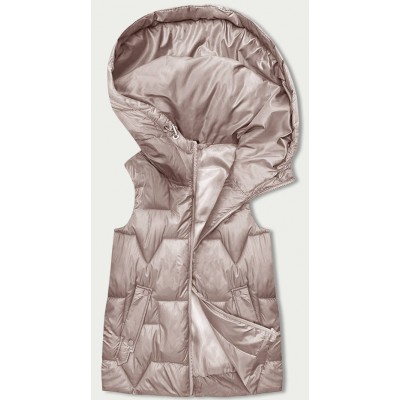 Dámska vesta s kapucňou bledoružový  (B8171-51)
