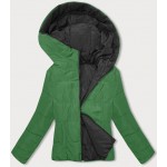 Obojstranná prechodná bunda s kapucňou čierno-zelená  (B8181-1082)