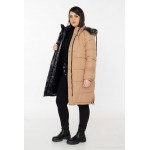 Hrubá dámska zimná bunda čierno-bezova  (V768G)