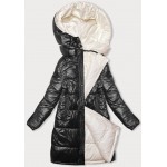 Hrubá dámska zimná bunda cierna-ecru(V768G)