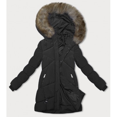 Dámska zimná bunda s kapucňou čierna  (LHD-23015)