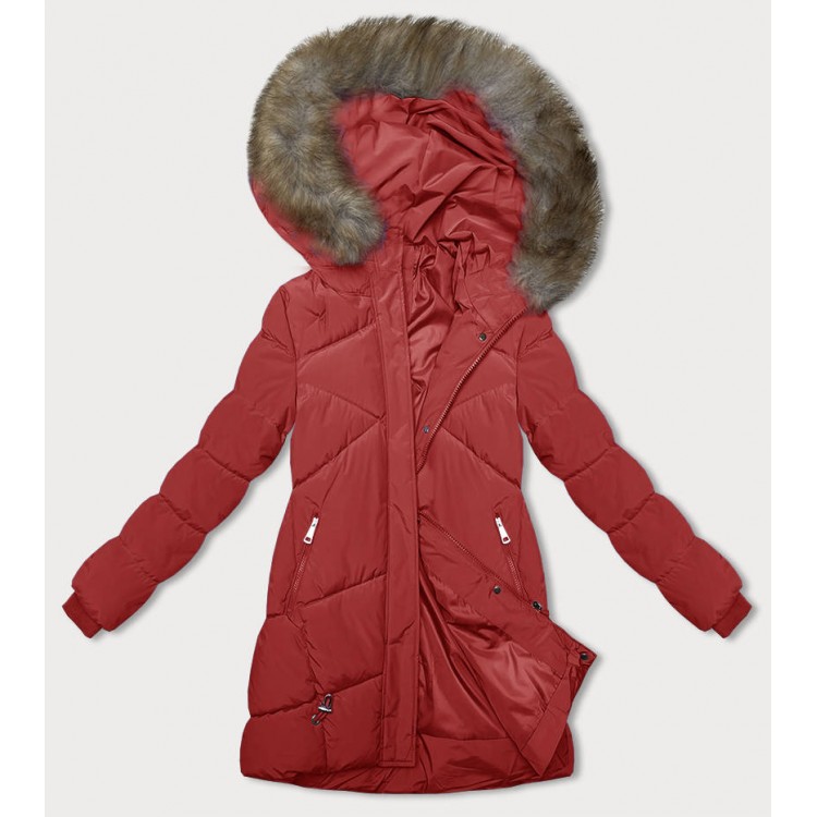 Dámska zimná bunda s kapucňou červena  (LHD-23015)