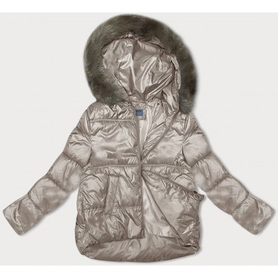 Dámska zimná bunda s kapucňou  bežova  (B8205-12)