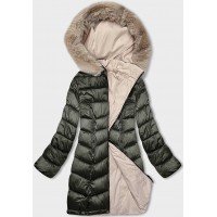 Dámska obojstranná zimná bunda khaki-béžová (B8203-11046)