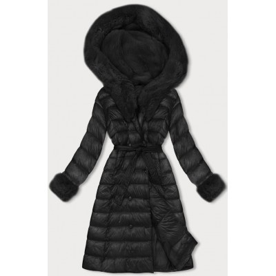 Dámska zimná bunda na gombiky čierna  (5M3160-392)
