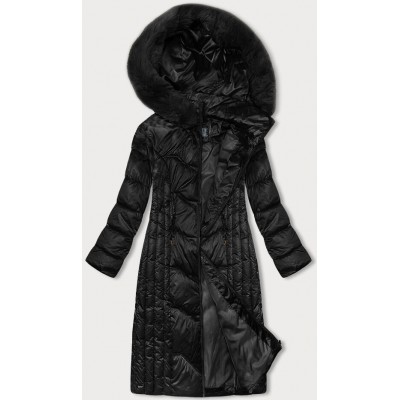 Dlhá dámska zimná bunda čierna  S'WEST (B8201-1)