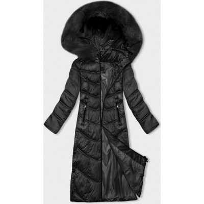 Dlha dámska zimná bunda s kapucňou S'west čierna (B8198-1)