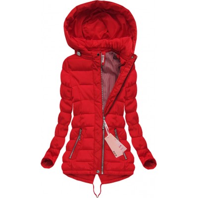 Dámska prechodná bunda s kapucňou červená (W627)