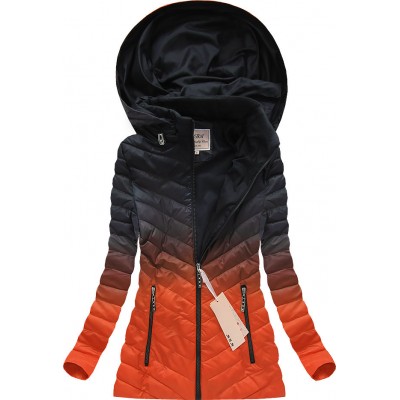 Dámska prechodná bunda čierno-oranžová (W615)