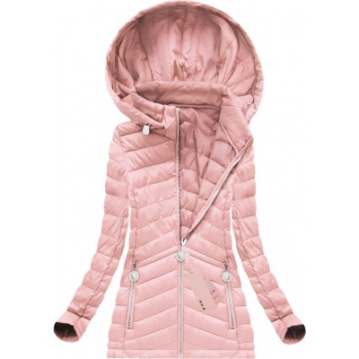 Dámska prechodná bunda s kapucňou ružová (W622BIG)