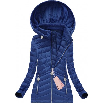 Dámska prechodná bunda s kapucňou modrá (W622BIG)