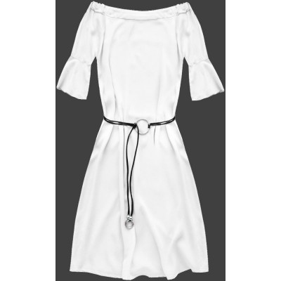 Dámske trapézové šaty biele MODA632